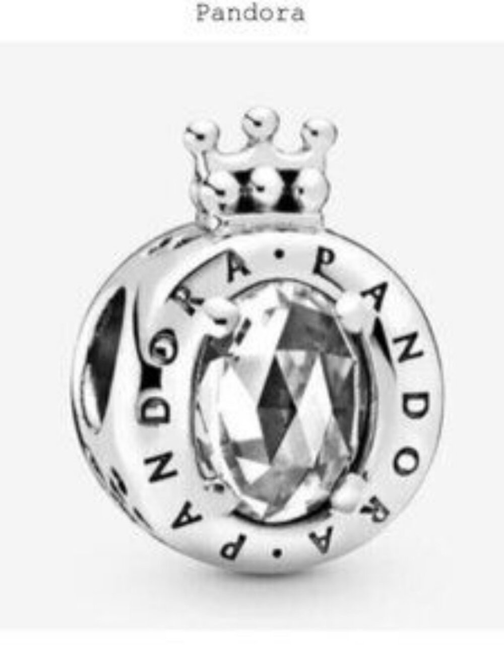Pandora Sterling Silver Clear Sparkling Crown O Charm For Bracelet S925ALE Silve